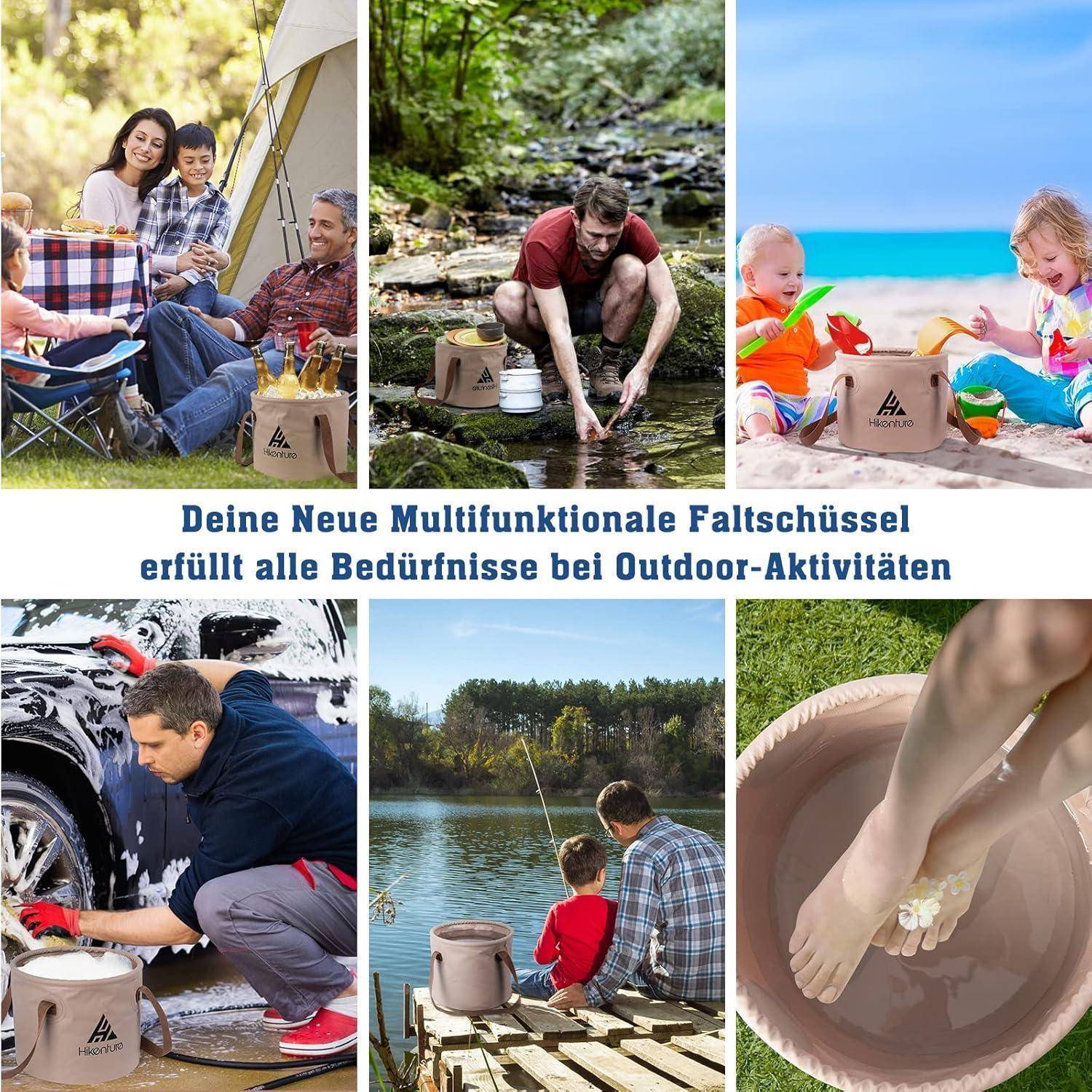 Faltschüssel Falteimer Camping 10L 15L 20L Planengewebe Rund-khaki 10L