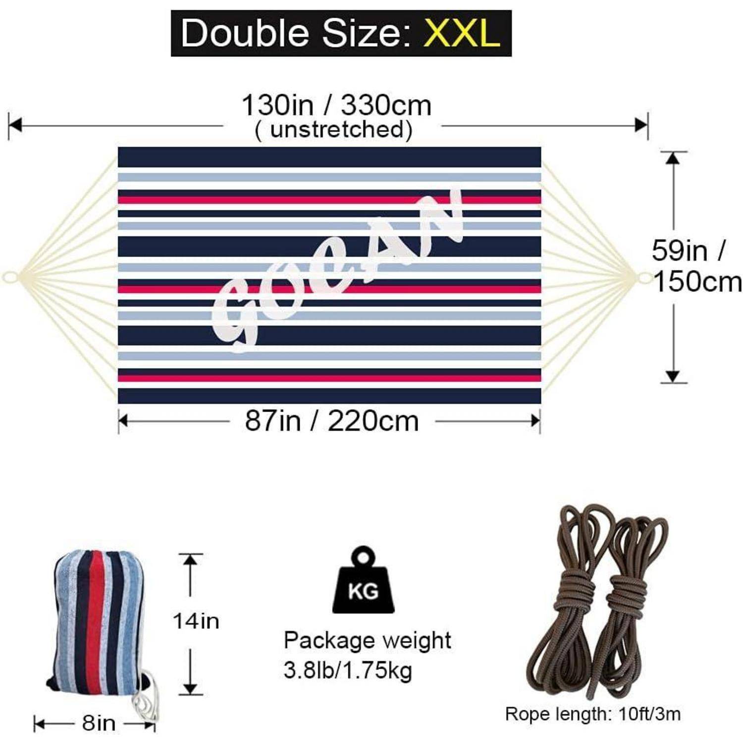Hängematte XXL 2 Personen 220x150cm 300kg Baumwolle Dunkelblau
