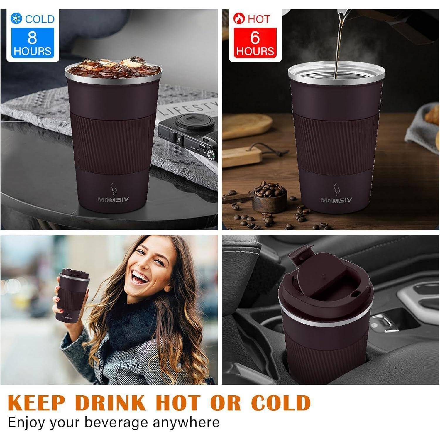 Thermobecher Isolierbecher 380ml Edelstahl Auslaufsicher Braun B