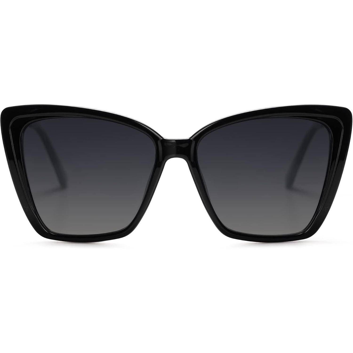 Sonnenbrille Damen Cateye Polarisierte UV Schutz Schwarz