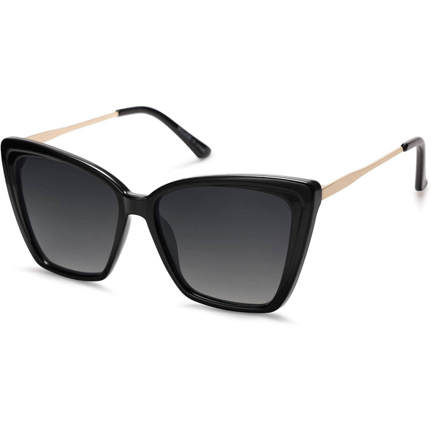 Sonnenbrille Damen Cateye Polarisierte UV Schutz Schwarz