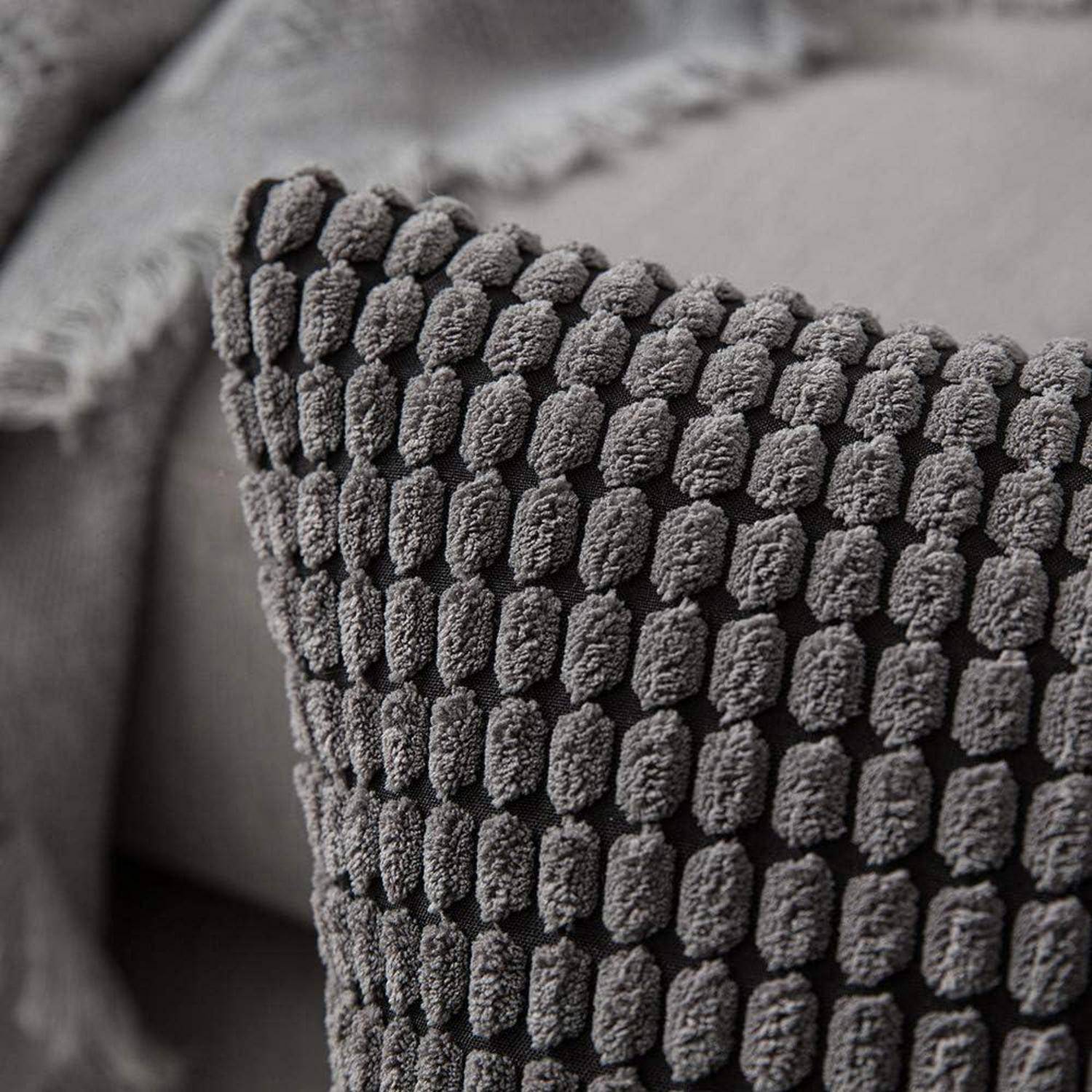 Kissenbezug Kordsamt Dekokissen Couchkissen 50 x 30 cm 2 Stück Grau