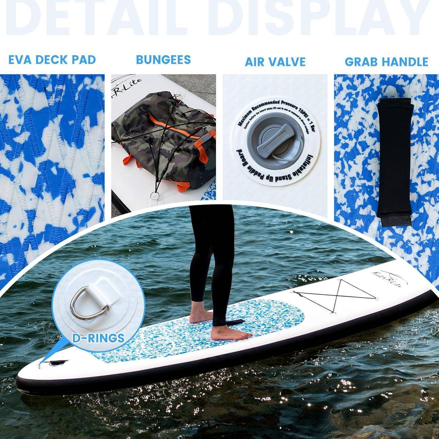 SUP Board Set Zubehör 2 Personen Anfänger 10' MARMORSTRUKTUR HELLBLAU