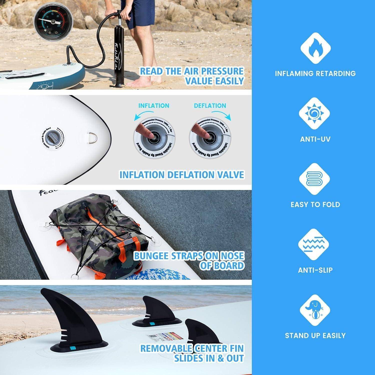 SUP Board Set Zubehör 2 Personen Anfänger 10' MARMORSTRUKTUR HELLBLAU