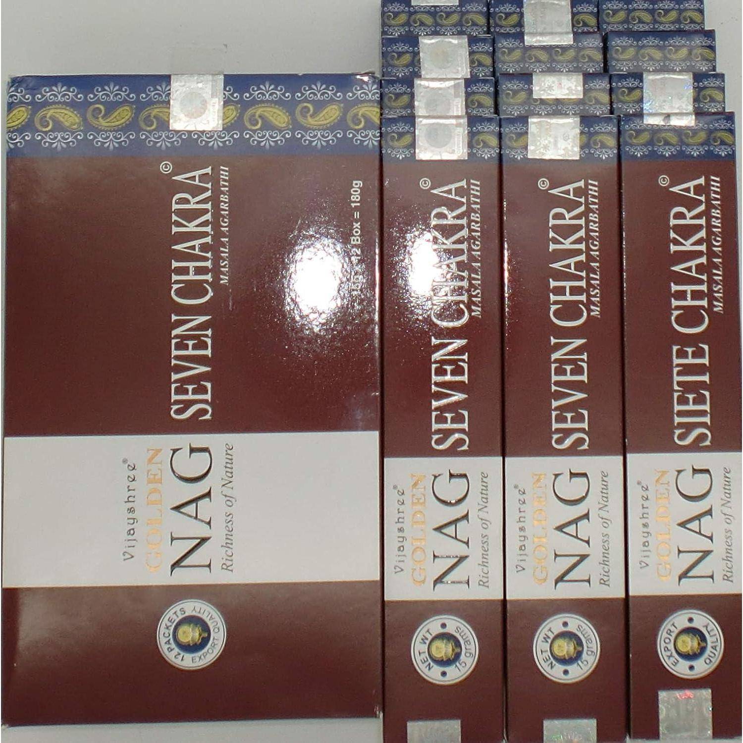 Räucherstäbchen Siete Sieben Chakras GOLDEN NAG SEVEN CHAKRA 180 GR