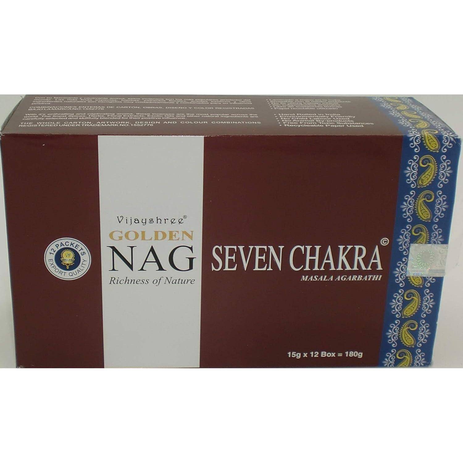Räucherstäbchen Siete Sieben Chakras GOLDEN NAG SEVEN CHAKRA 180 GR