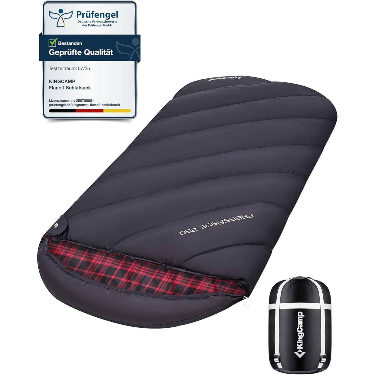 Schlafsack XXL Flanell Baumwolle Übergröße #Klassisch Schwarz