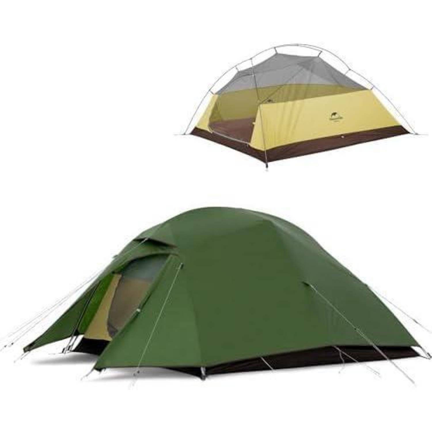 Zelt Ultraleicht 3 Personen Camping Wandern 20D Waldgrün Upgrade