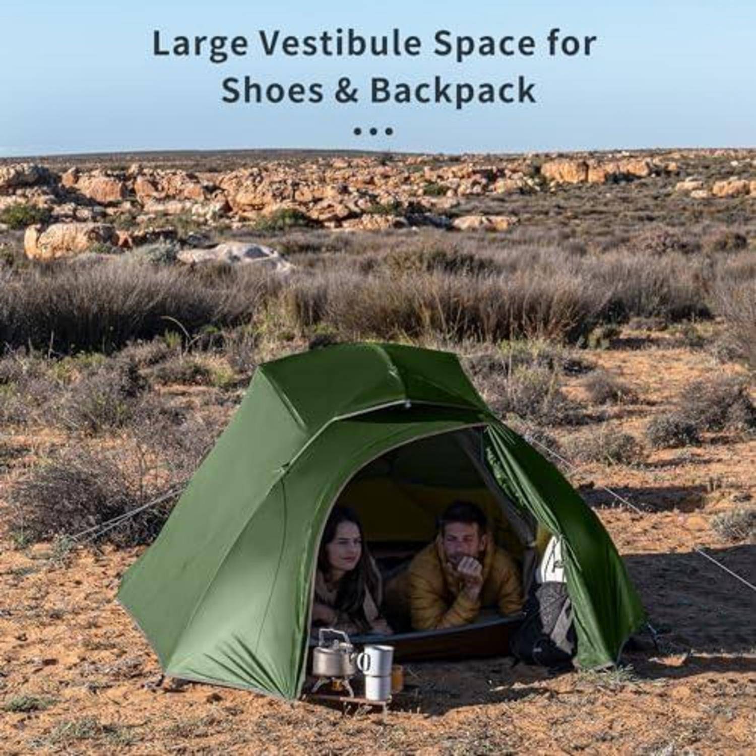 Zelt Ultraleicht 3 Personen Camping Wandern 20D Waldgrün Upgrade
