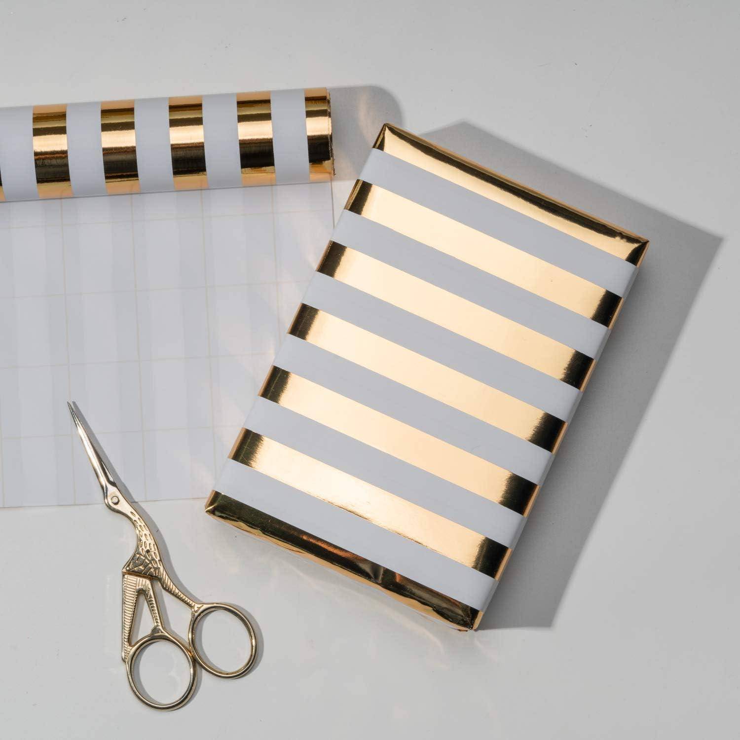 Geschenkpapierrolle Mini 3 Sets 43,2cm x 3,05m Gold und Weiß