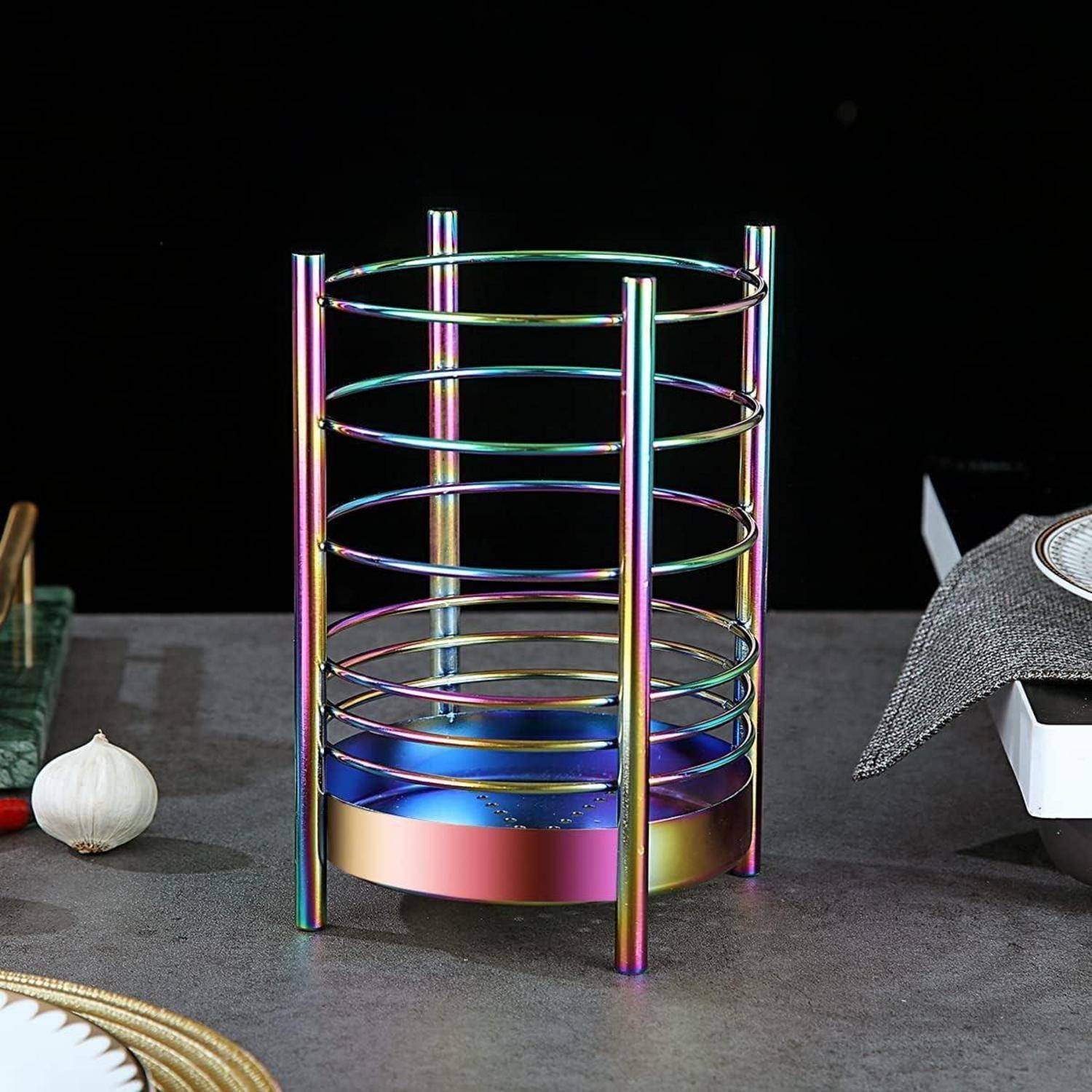 Kochgeschirr Silikon 38teilig Set 4. Regenbogen + Utensilienkrüge