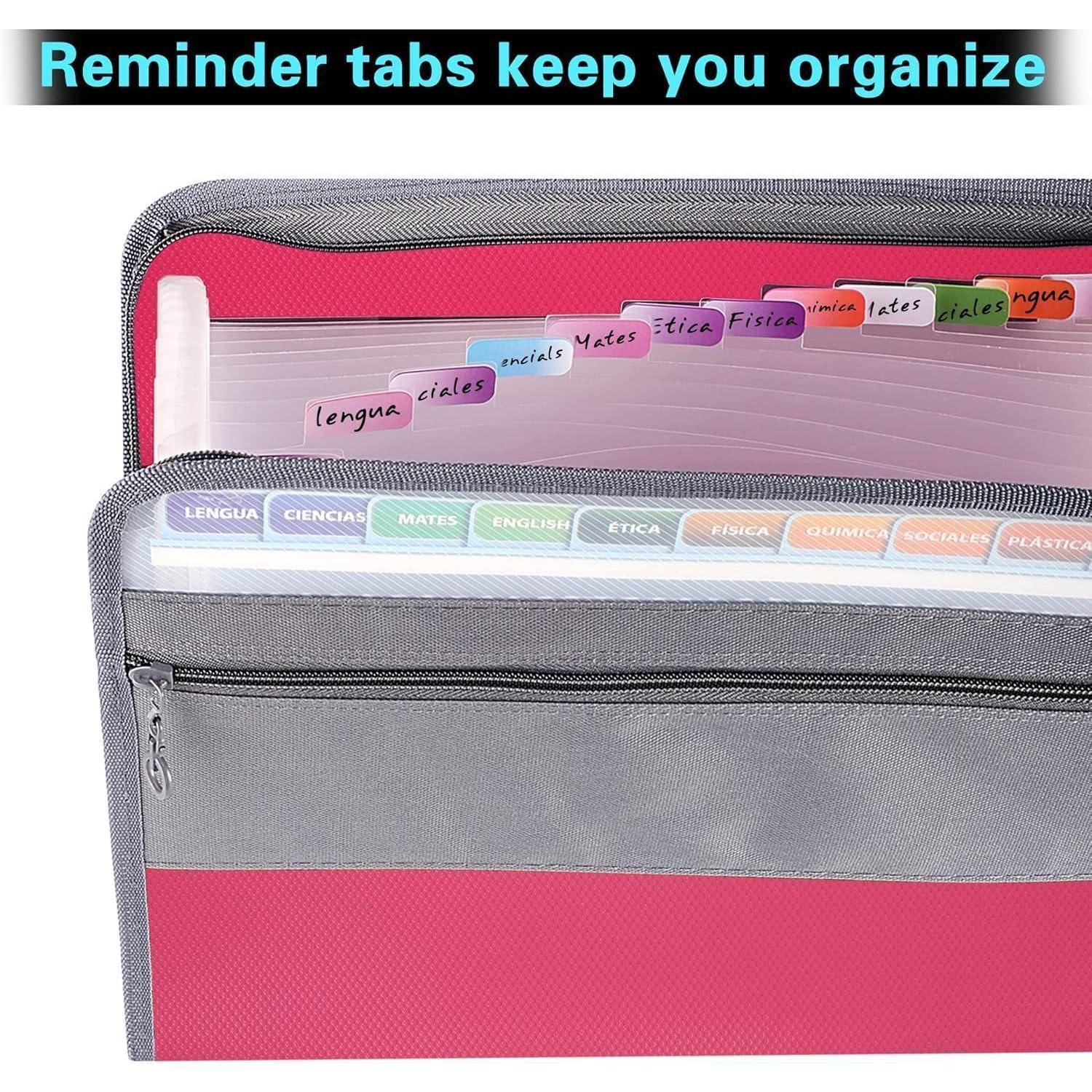 Fächermappe A4 13 Fächer Reißverschluss Rosa Dokumentenmappe