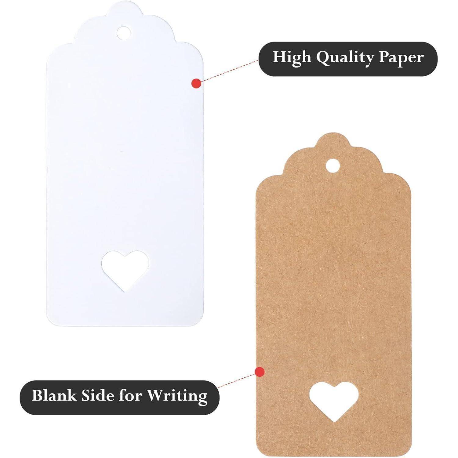 Geschenkanhänger Kraftpapier Juteschnur Hochzeit Braun Weiß 200 Stück