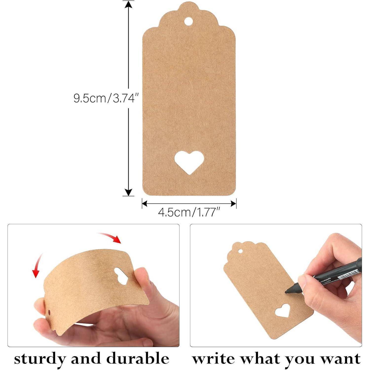 Geschenkanhänger Kraftpapier Juteschnur Hochzeit Braun Weiß 200 Stück