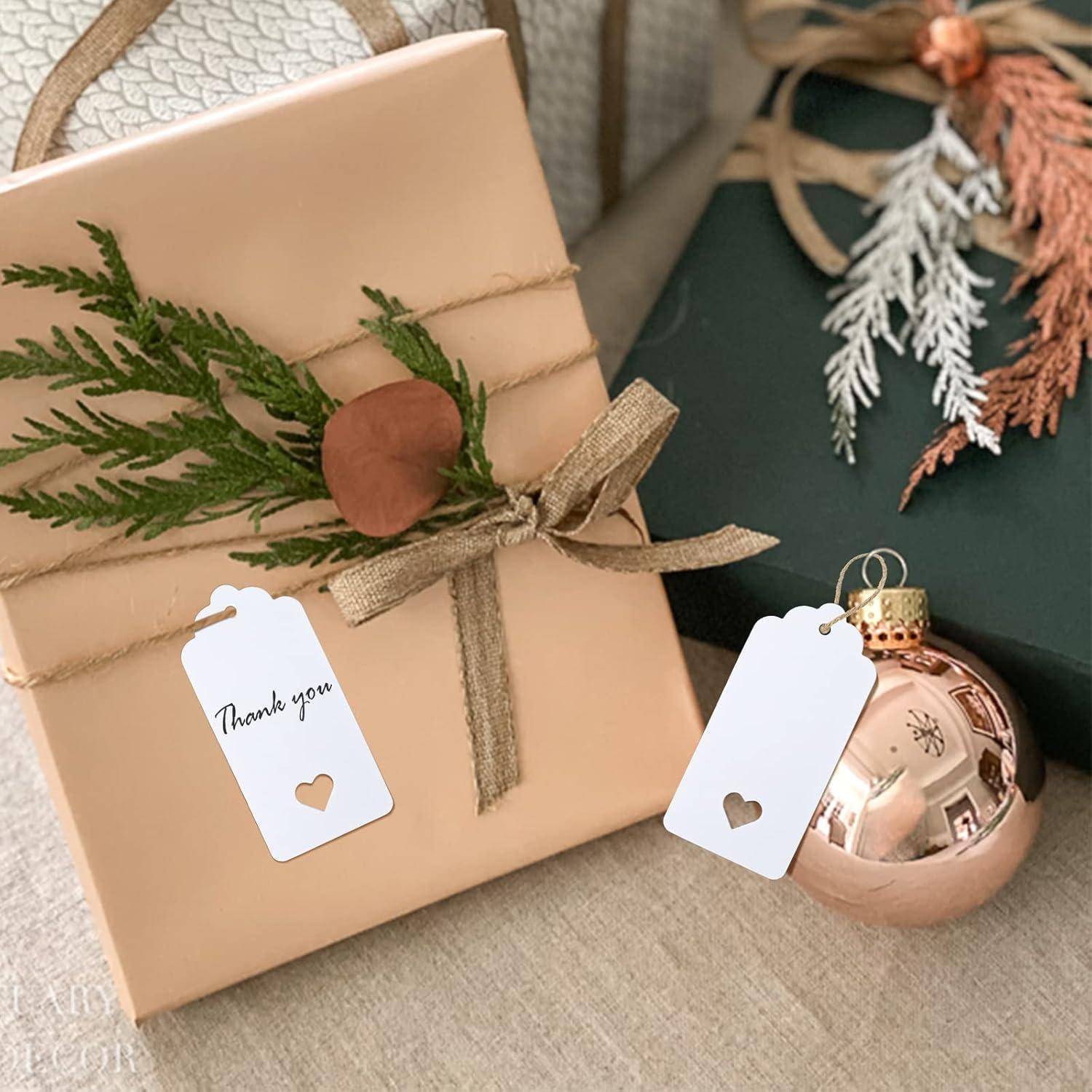 Geschenkanhänger Kraftpapier Juteschnur Hochzeit Braun Weiß 200 Stück
