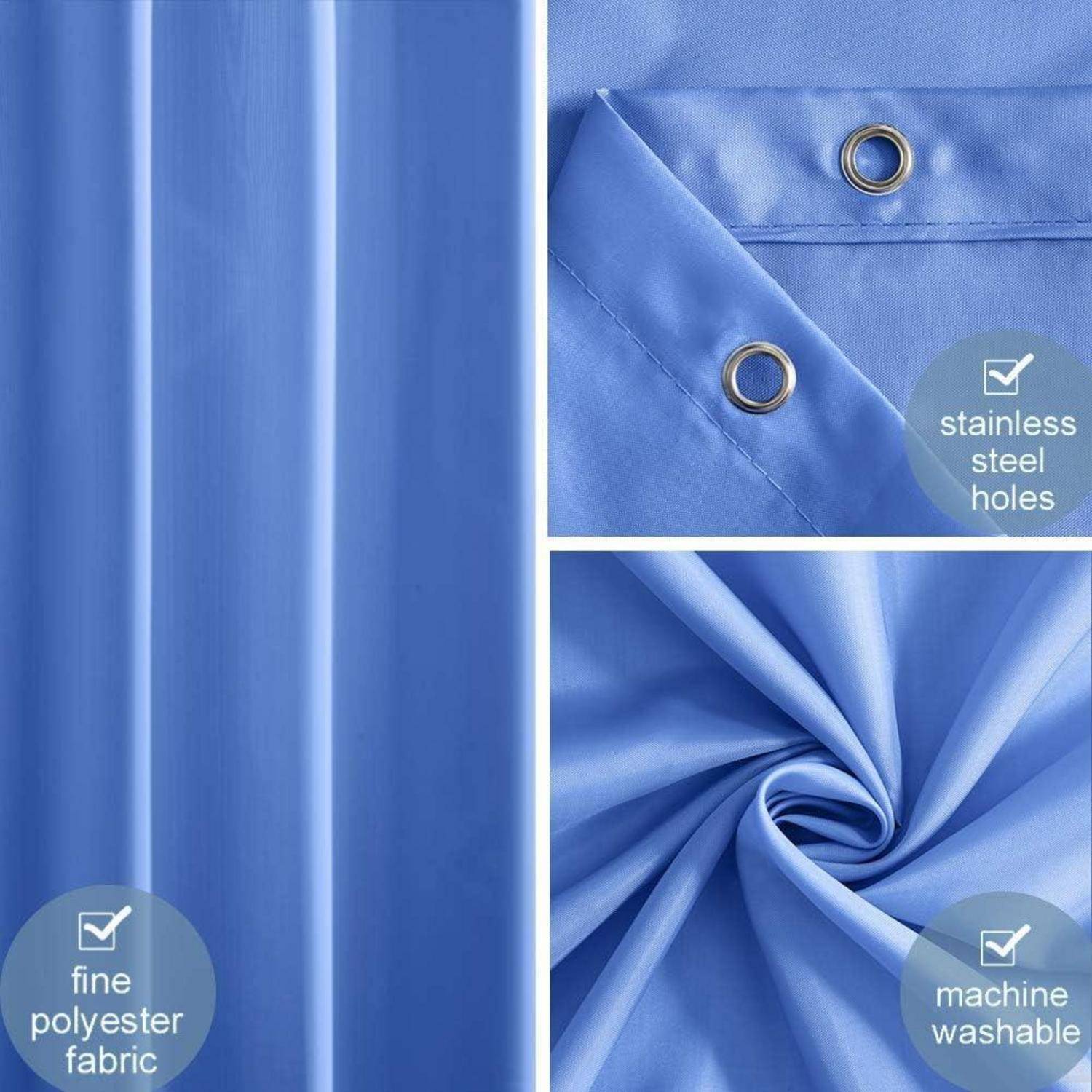 Duschvorhang schmal Polyester H180 x B150 cm (1er Pack) Blau