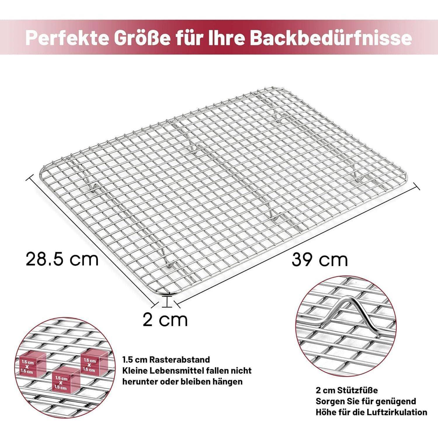 Abkühlgitter Edelstahl Spülmaschinenfest 2er 39 × 28.5 × 2cm