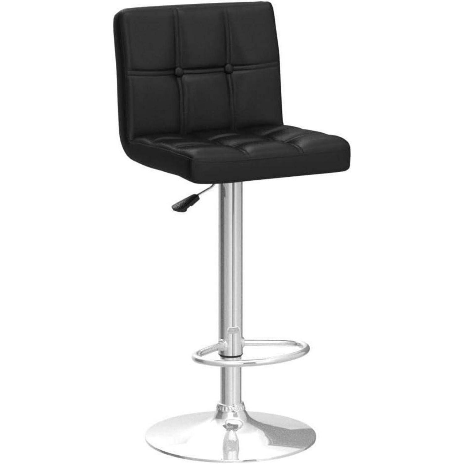 Barhocker 2er Set Lehne höhenverstellbar Kunstleder Schwarz