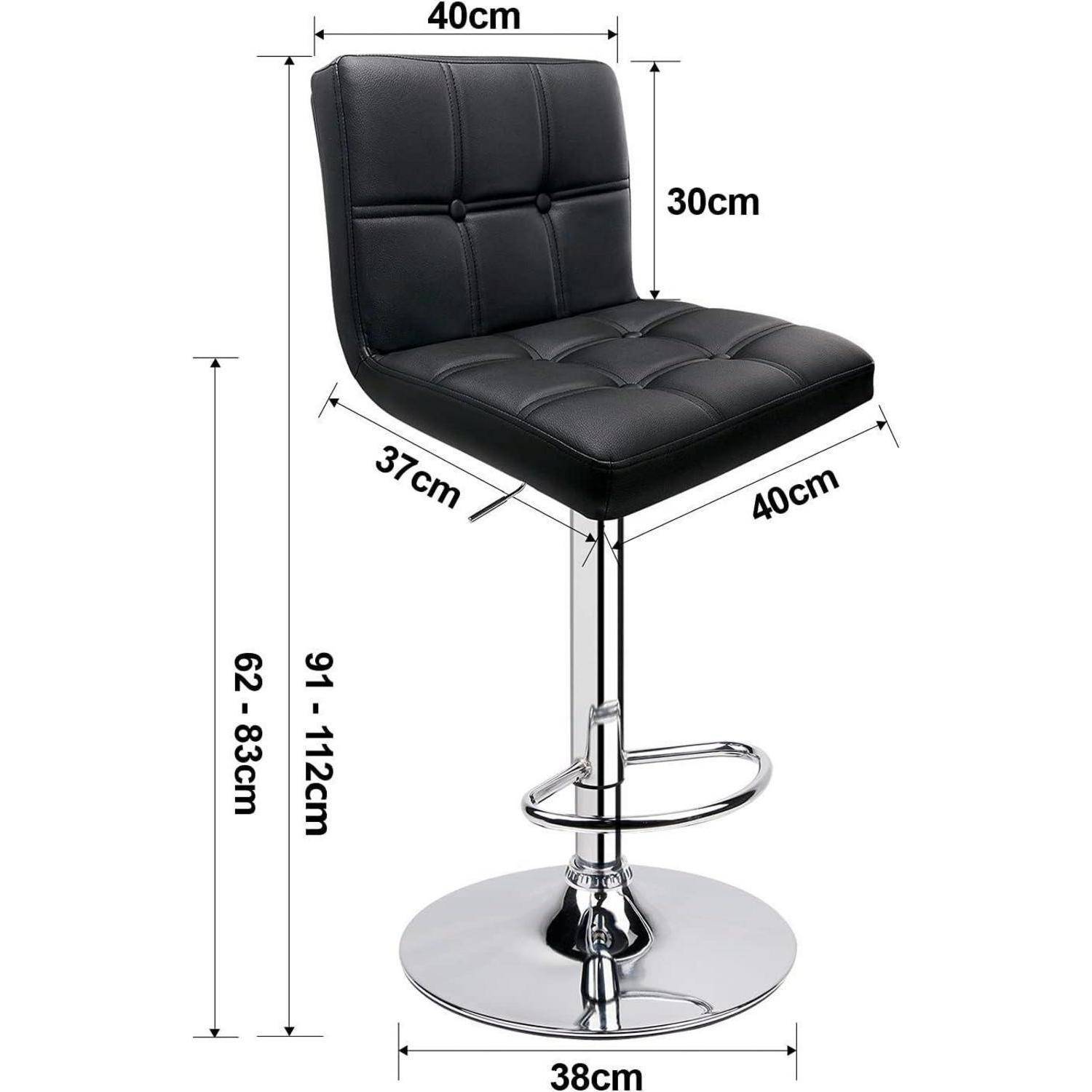 Barhocker 2er Set Lehne höhenverstellbar Kunstleder Schwarz