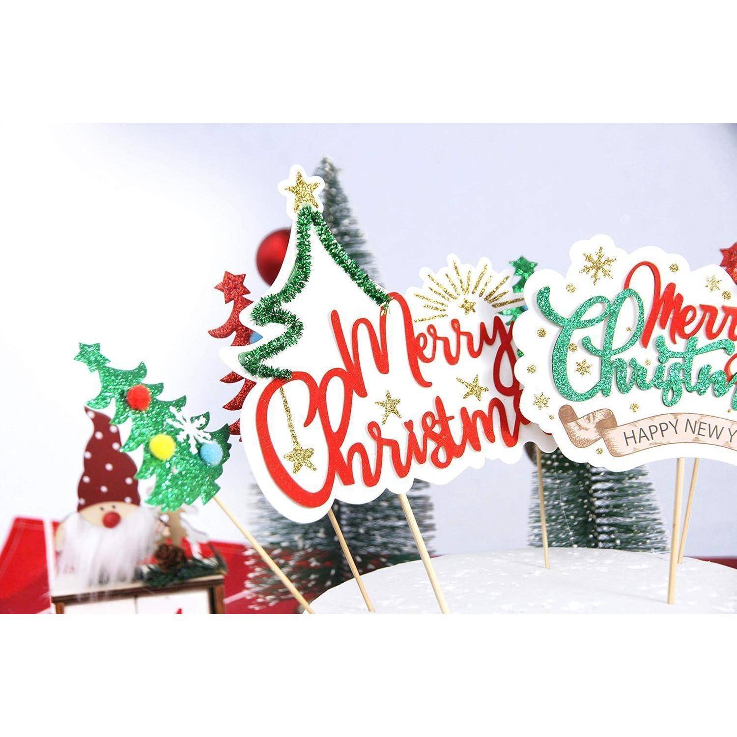 Regendeko Weihnachtsbaum Cake Topper Weihnachtsmütze 5 Stück