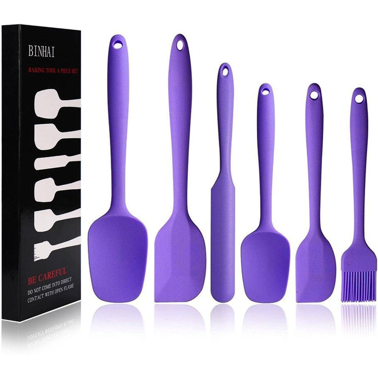 Spatel Silikon Antihaft Edelstahlkern 6teilig J Purple Spatulas 6 Lot