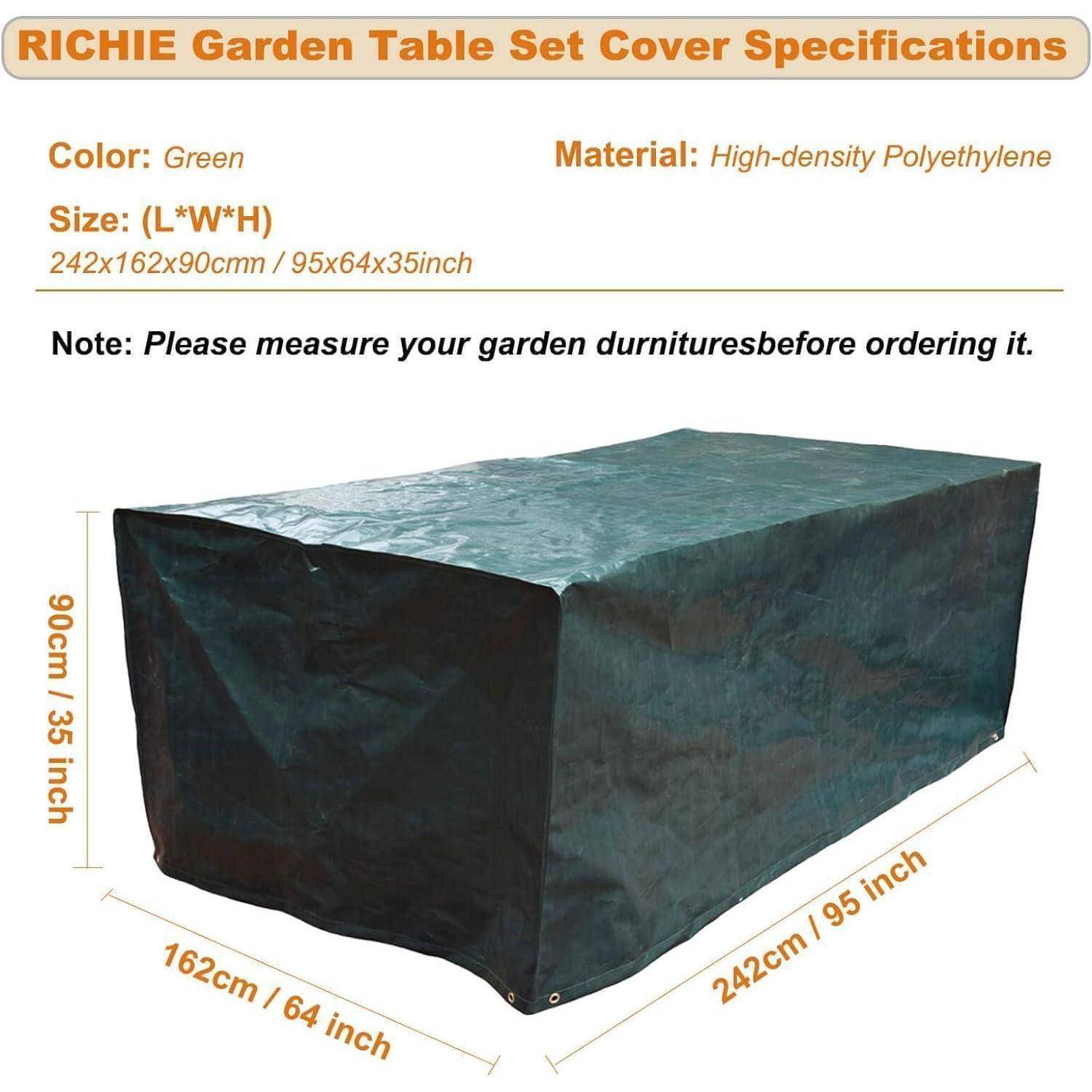 Schutzhülle Gartenmöbel Wasserdicht Anti UV 242x162x90cm Grün