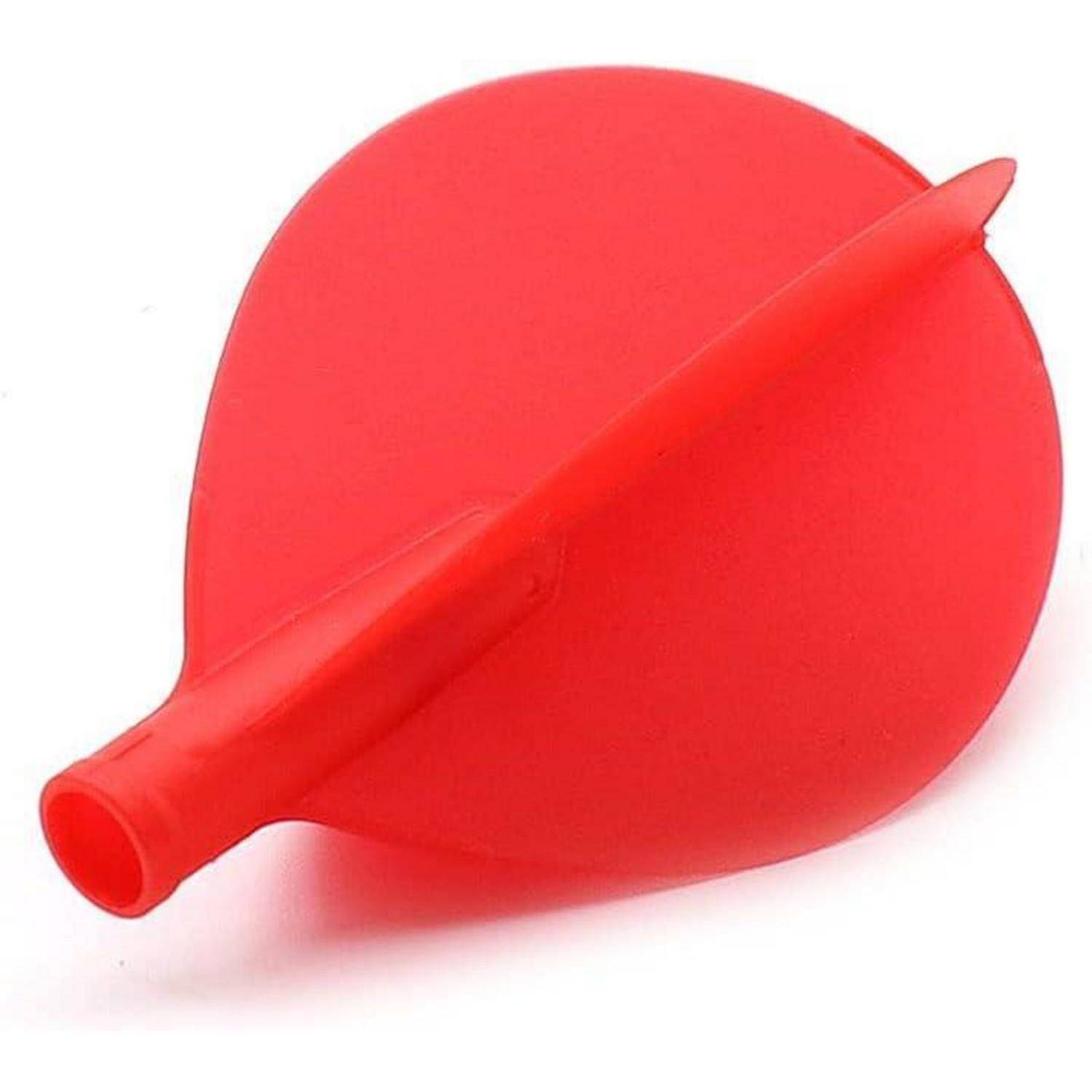Ein rundes, rotes Furzkissen, das zum Scherzen konzipiert ist, flach ausgebreitet, wobei die Öffnung unten sichtbar ist.