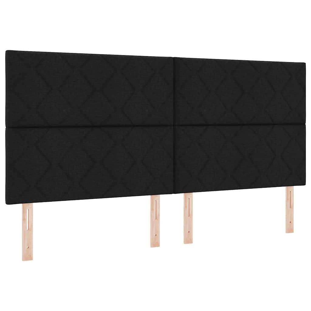 vidaXL LED Boxspringbett mit Kopfteil Schwarz 200 x 200 cm Stoff