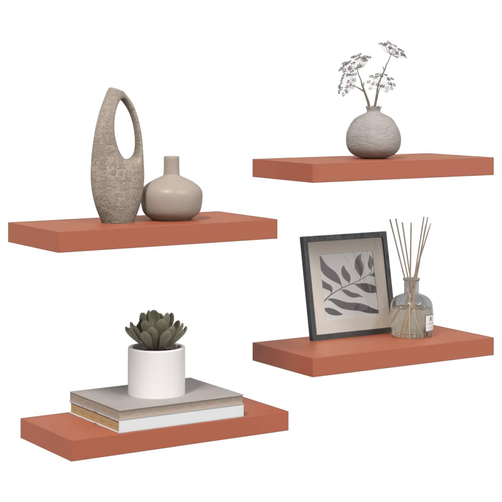 vidaXL Wandregal Wandmontiert 4 pcs Rot 50 x 23 x 4 cm Holzwerkstoff