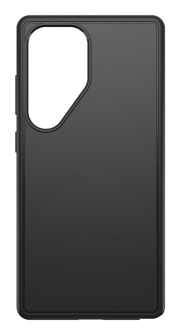 Schwarze Smartphone-Schutzhülle mit großem Kameraausschnitt in der oberen linken Ecke.