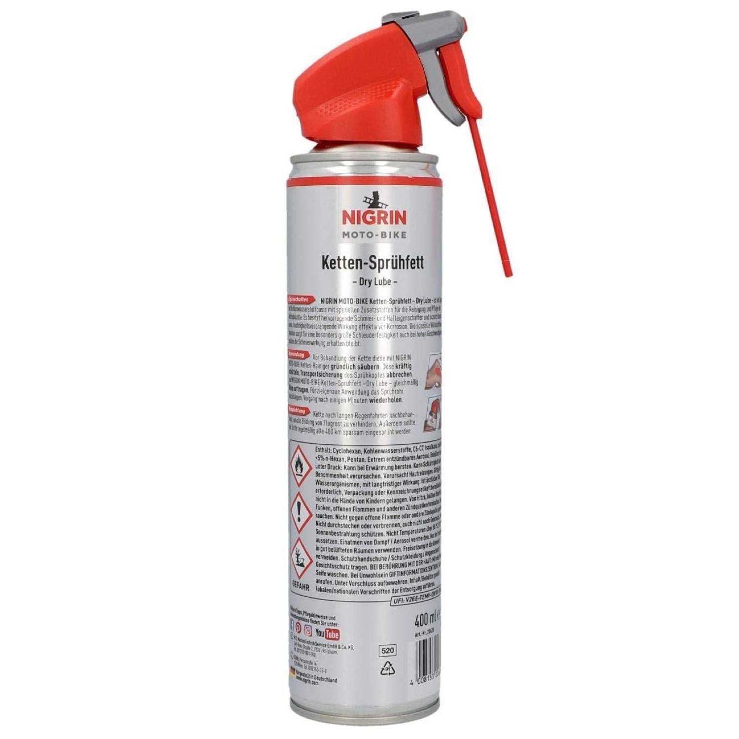 Nigrin Moto-Bike Ketten-Fett Sprüh-Fett Spray 400ml Motorrad O Z X Ring-Kette