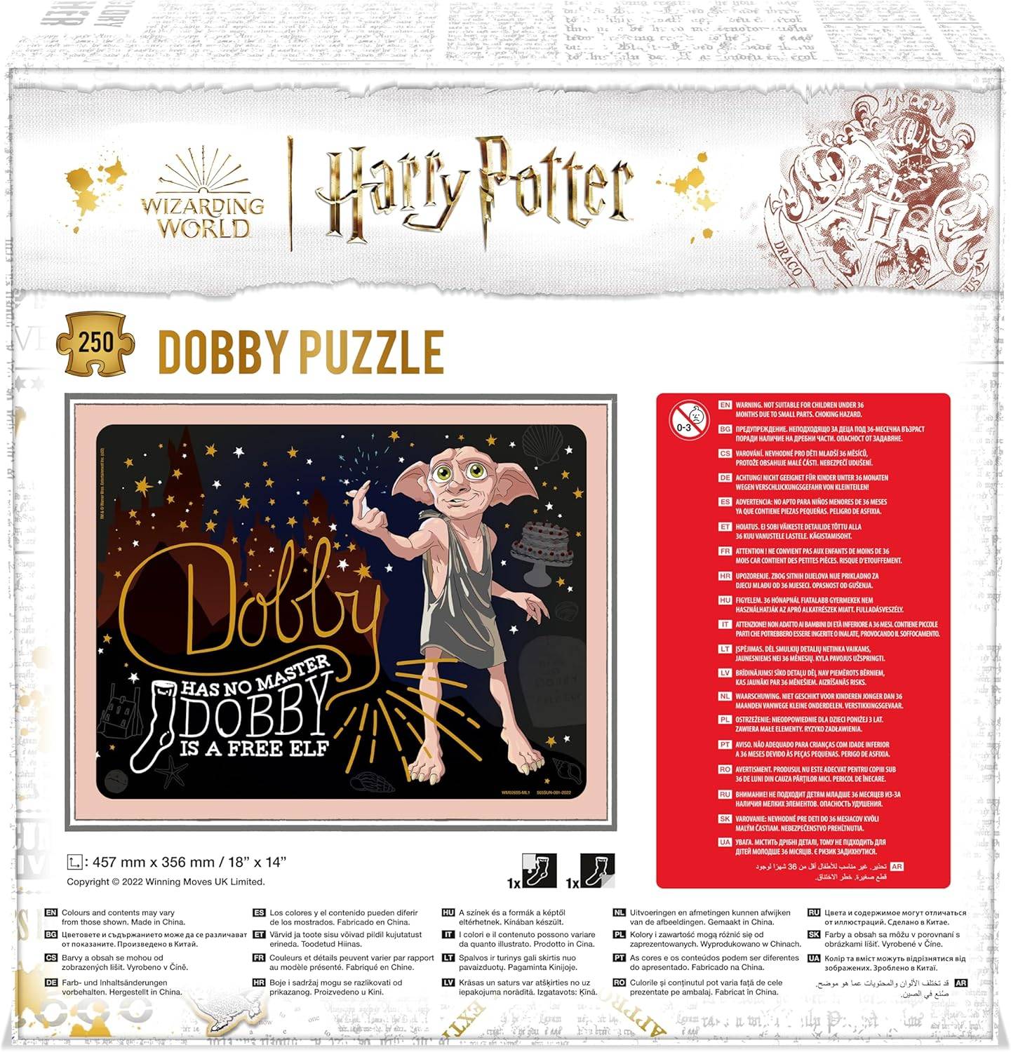 Winning Moves Puzzle Dobby 250 Teile Harry Potter Fanartikel Kinder Erwachsene Geschenk