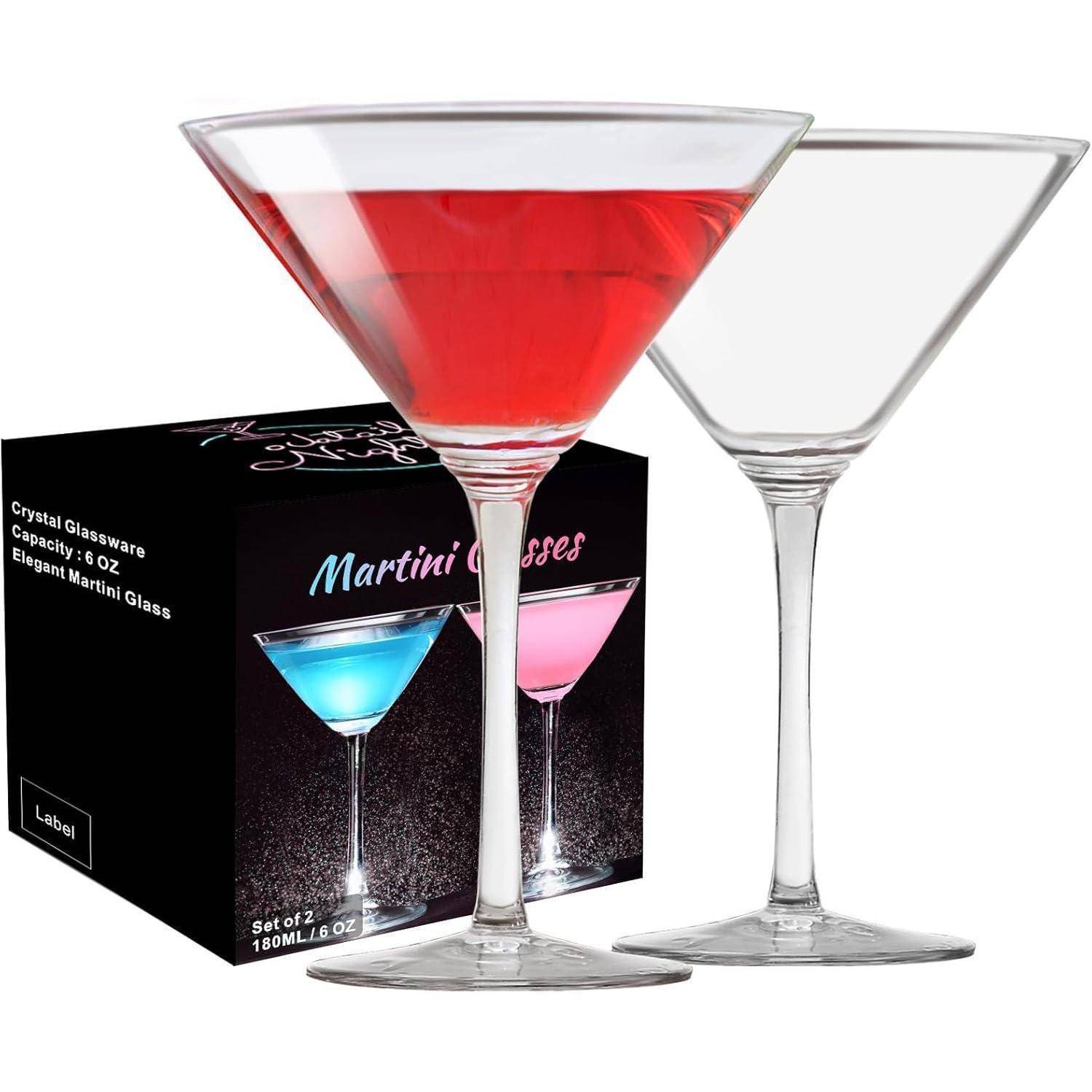 Martini Gläser Cocktailgläser 2er Set Kristall 240ml mit Geschenkbox