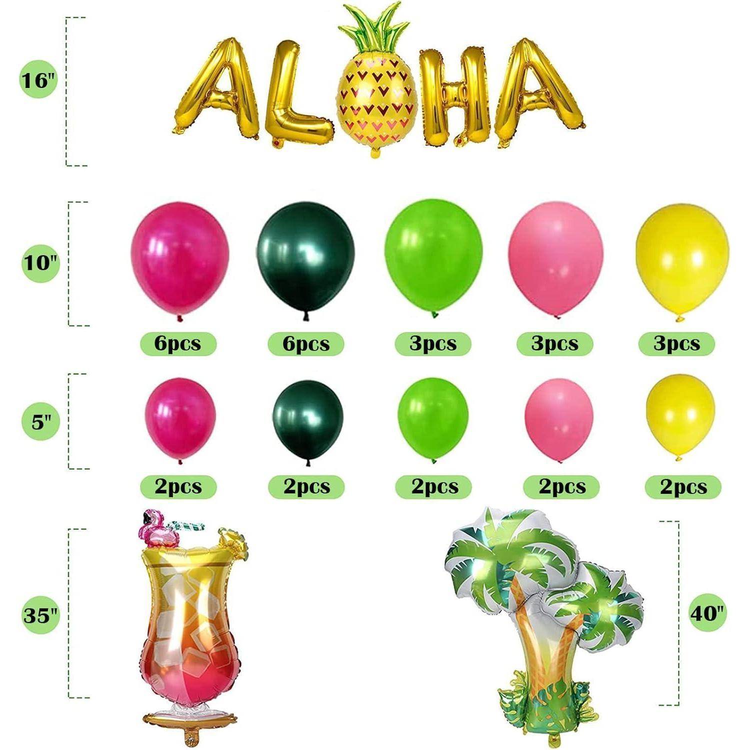162PCS Hawaii Deko Party Dekoration Set Ballons Girlande ALOHA party