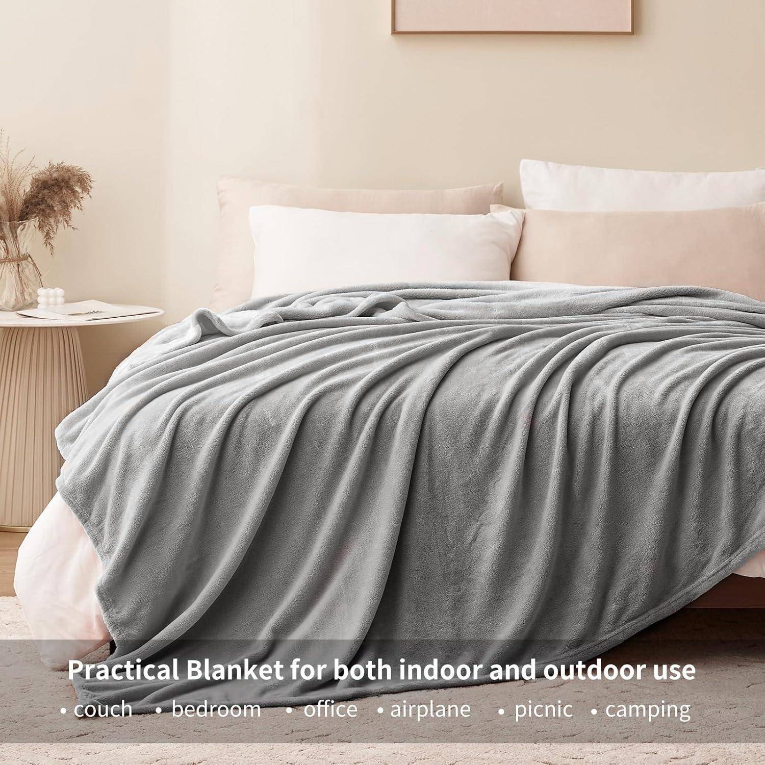 Kuscheldecke flauschig Decke Grau 230x270 cm