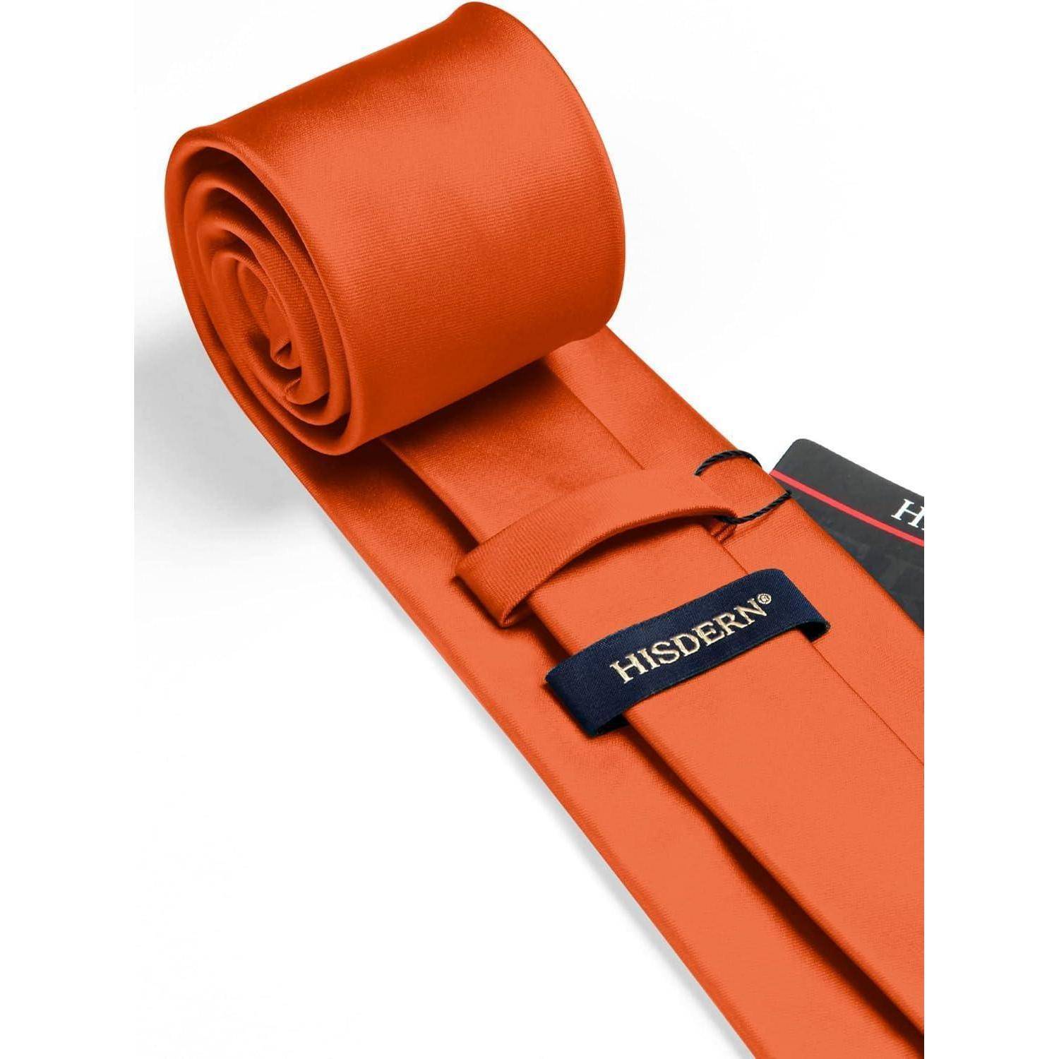 Extra lange Einfarbig Orange Herren Krawatte Set mit Taschentuch