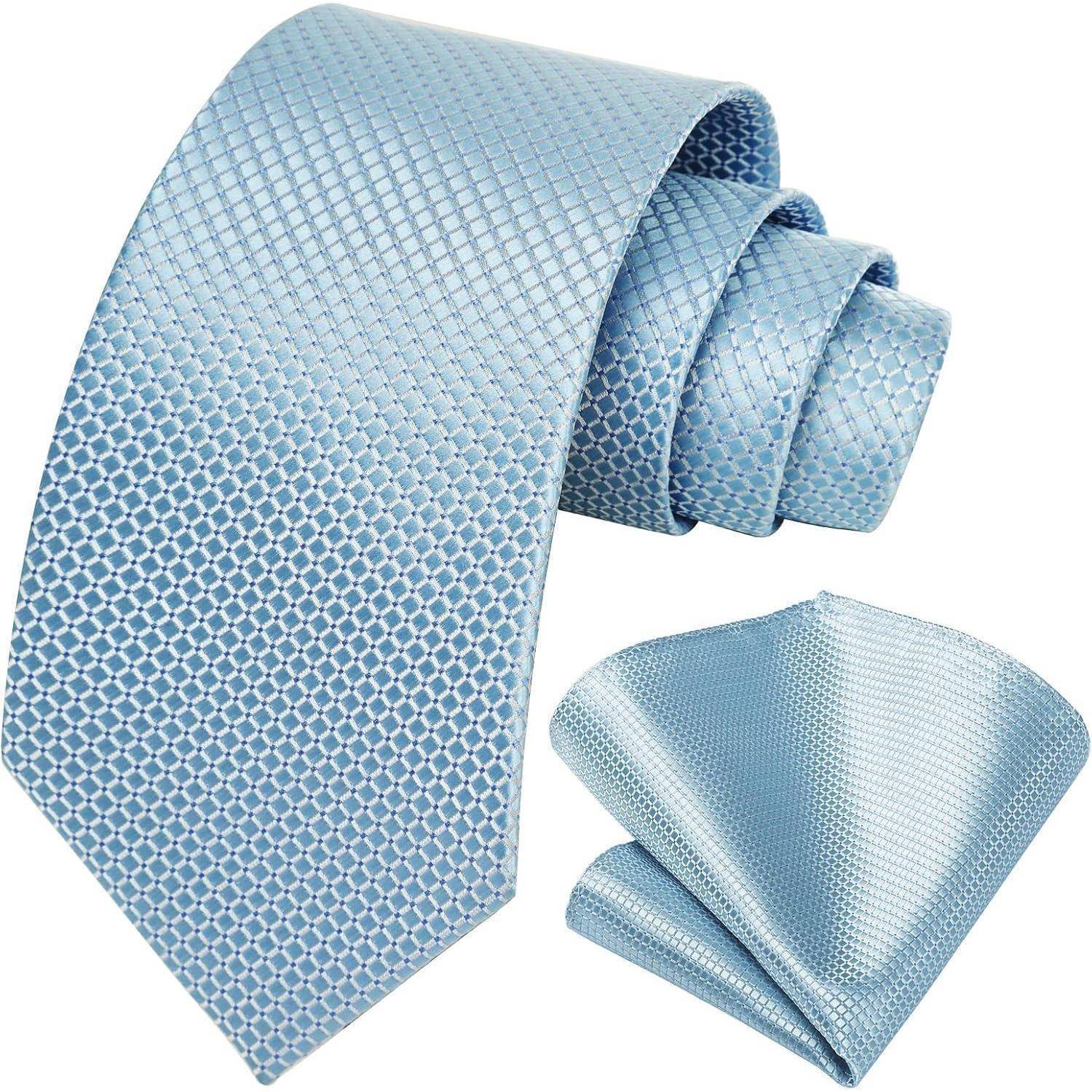 Krawatte Herren Hochzeit Einstecktuch Set Blumen Baby blau