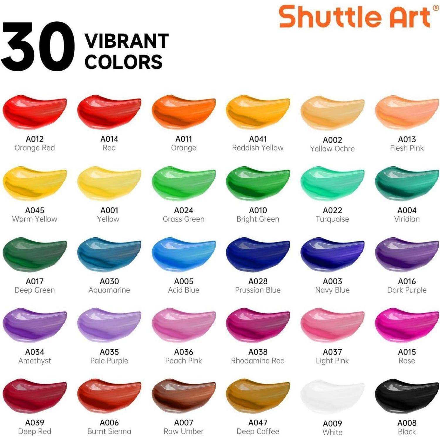 Acrylfarben Set 46-teilig 30 Farben Pinsel Leinwände Palette