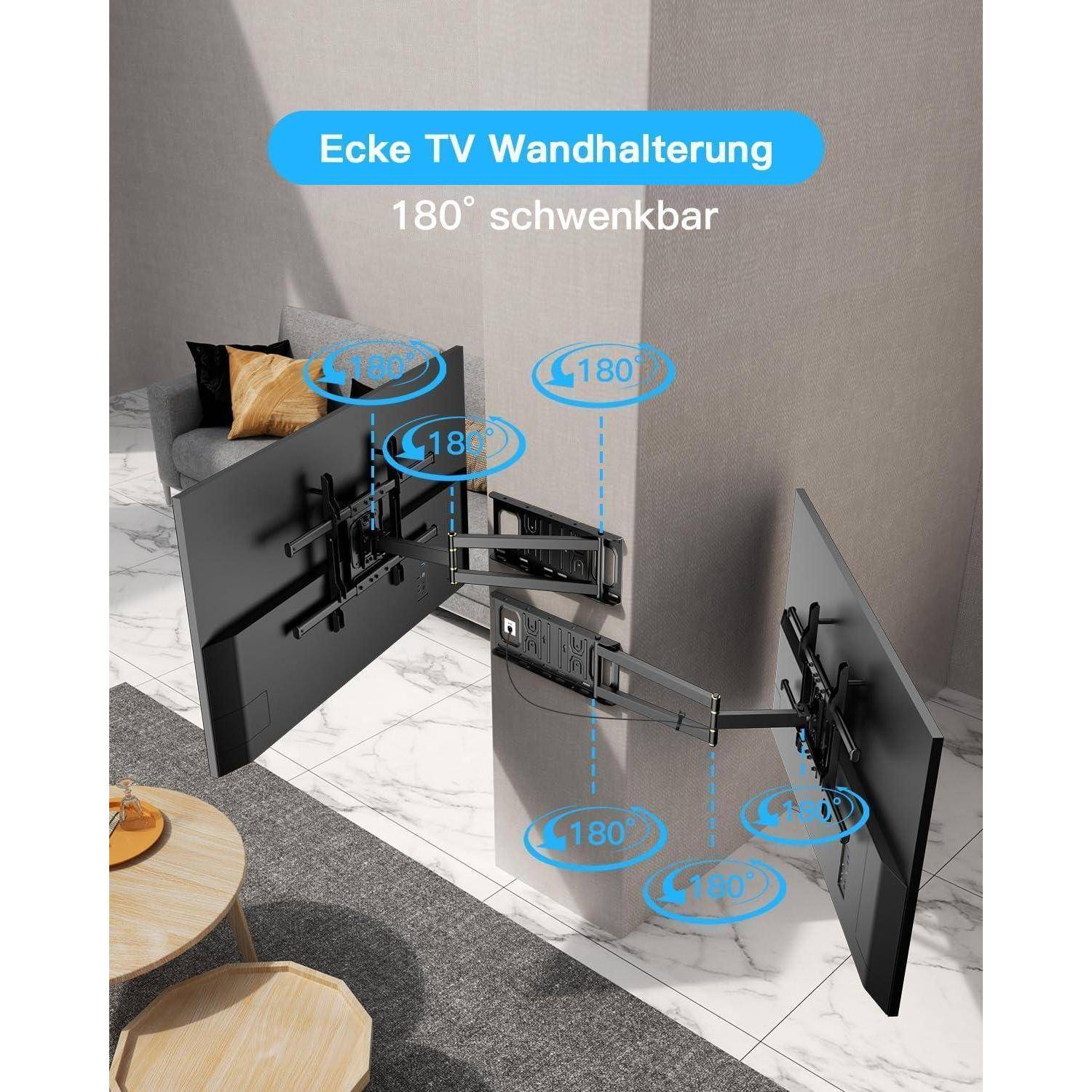 TV Wandhalterung 650mm Arm Schwenkbar Neigbar Drehbar für 32-70 Zoll