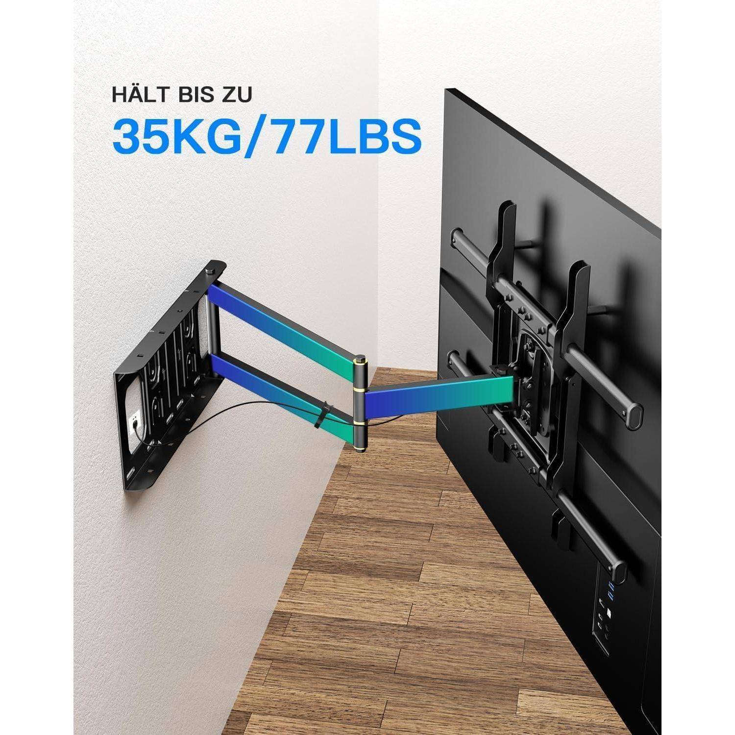 TV Wandhalterung 650mm Arm Schwenkbar Neigbar Drehbar für 32-70 Zoll