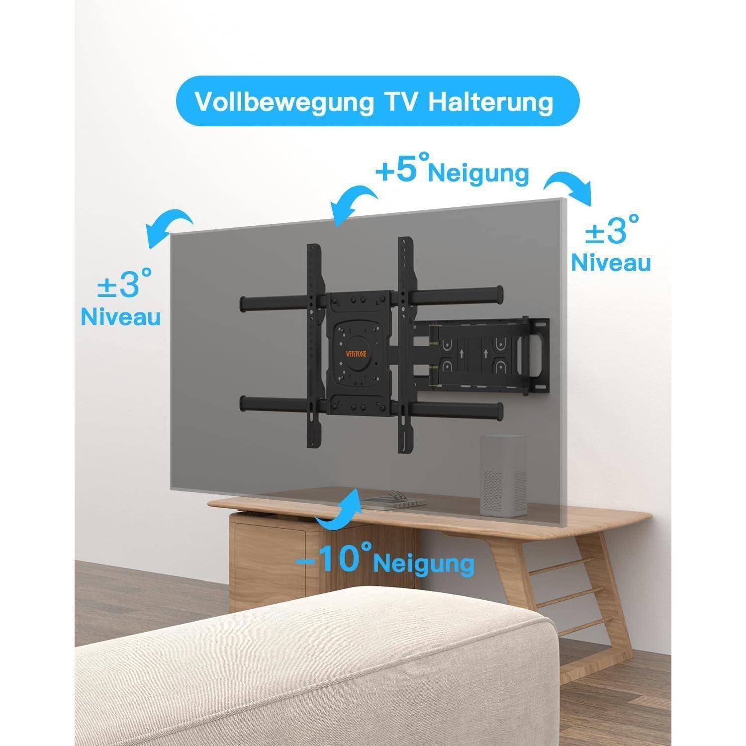 TV Wandhalterung 650mm Arm Schwenkbar Neigbar Drehbar für 32-70 Zoll