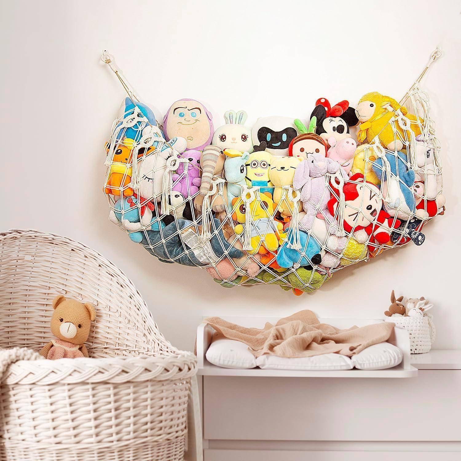 Großes Kuscheltiernetz für flache Wandaufhängung Handgefertigtes