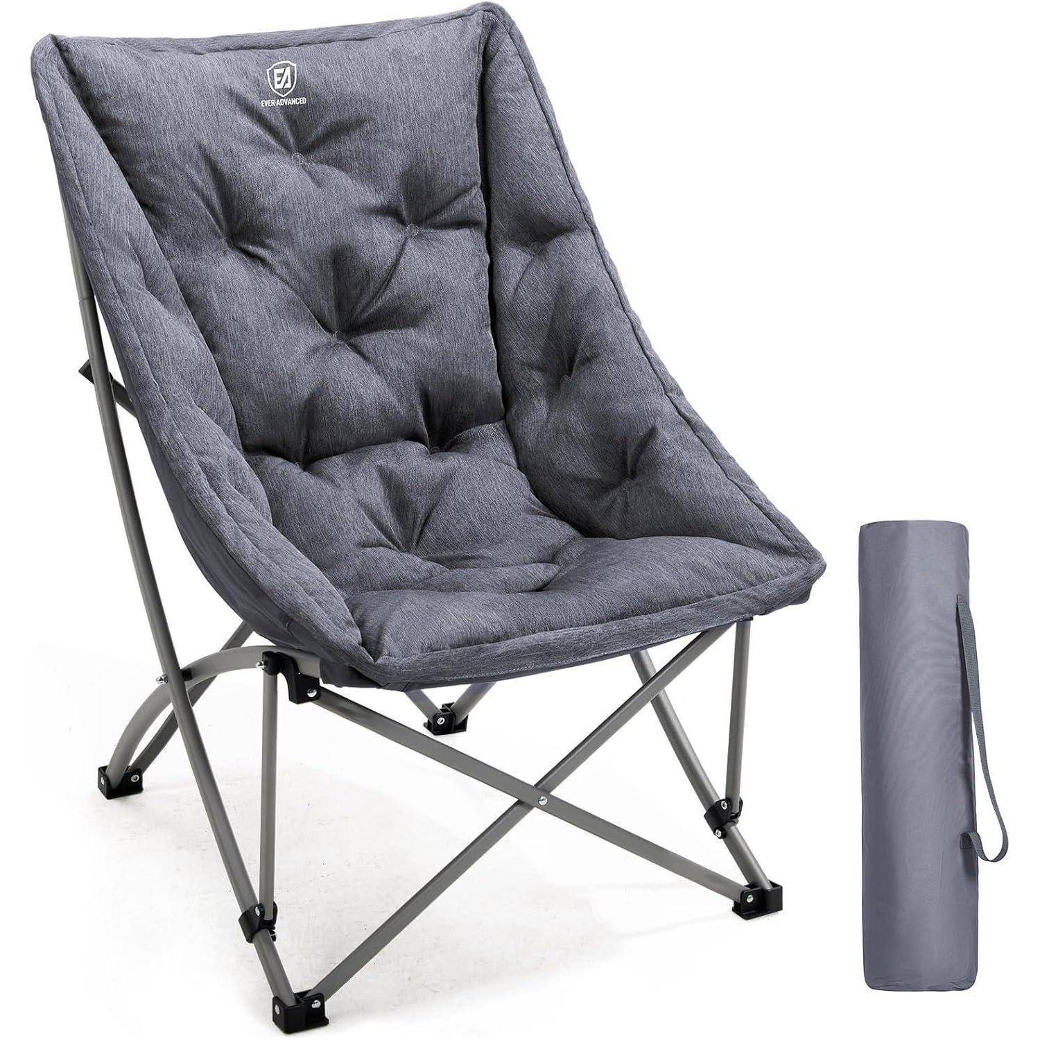 Luxus Campingstuhl faltbar 6CM gepolstert hohe Rückenlehne 120KG