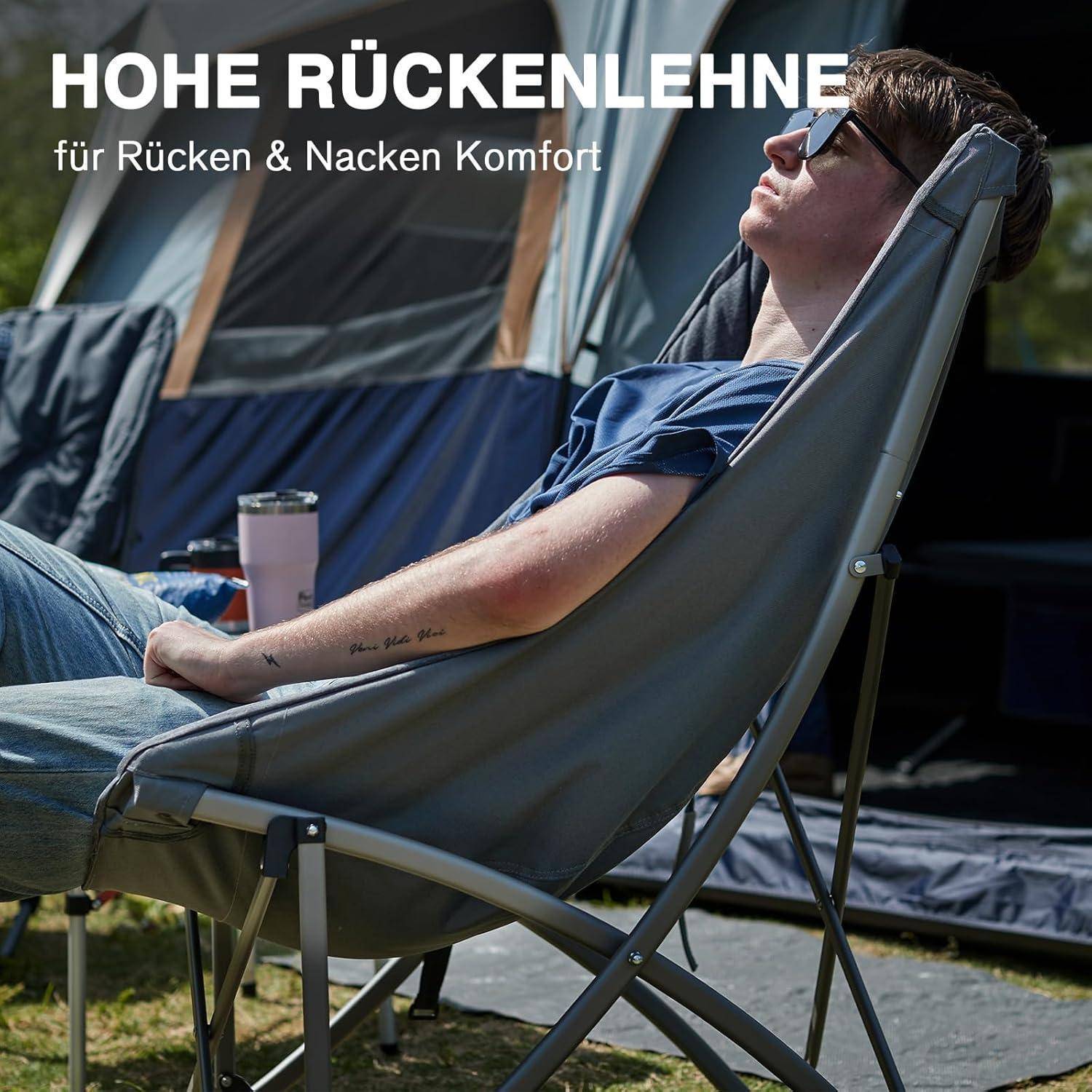 Luxus Campingstuhl faltbar 6CM gepolstert hohe Rückenlehne 120KG