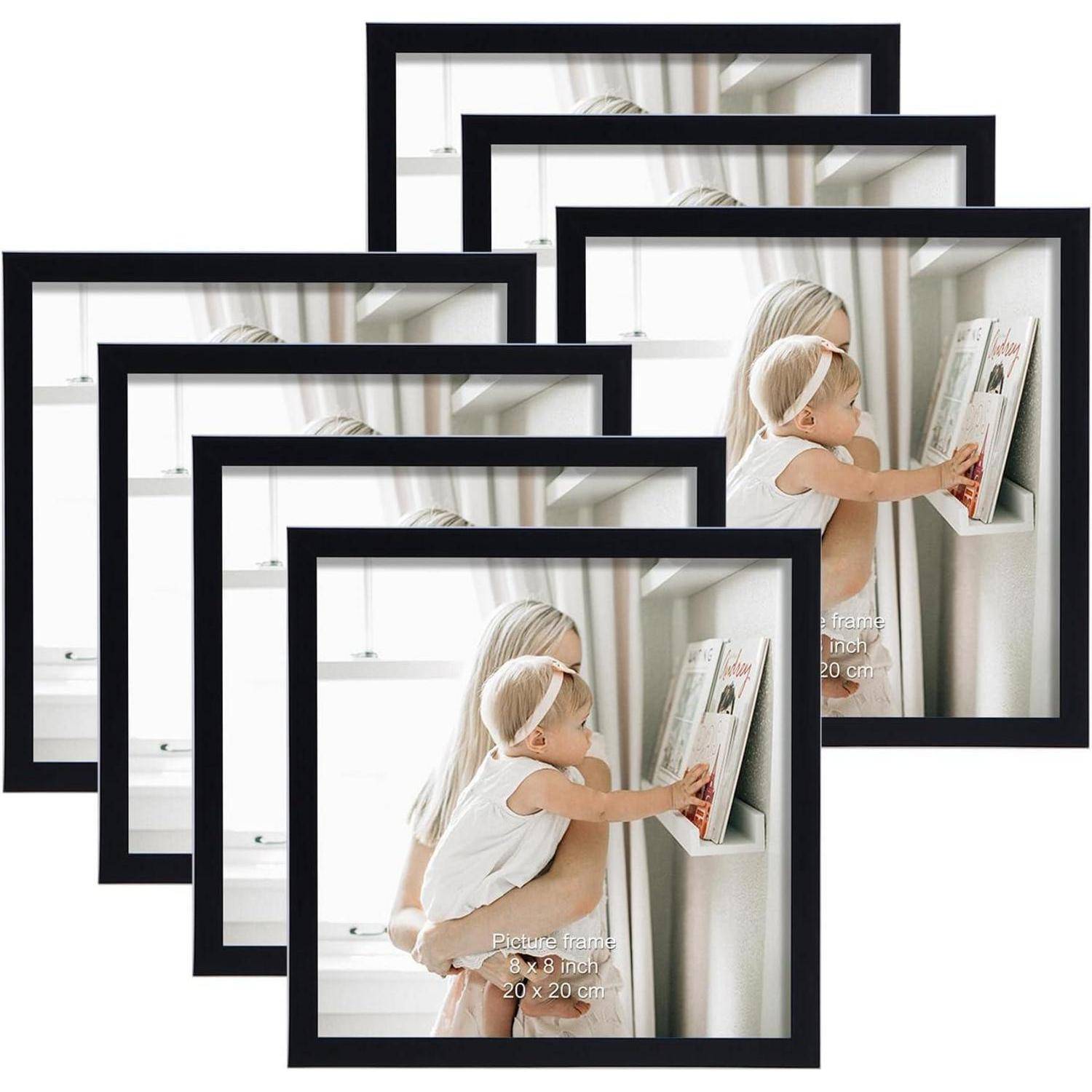 Schwarze Bilderrahmen Set 7 Stück 20x20 cm Fotorahmen 10x10 cm mit
