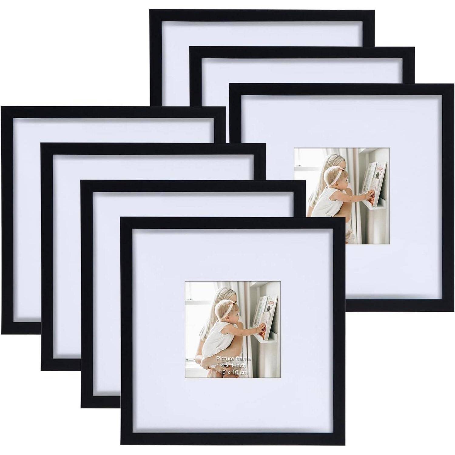 Schwarze Bilderrahmen Set 7 Stück 20x20 cm Fotorahmen 10x10 cm mit