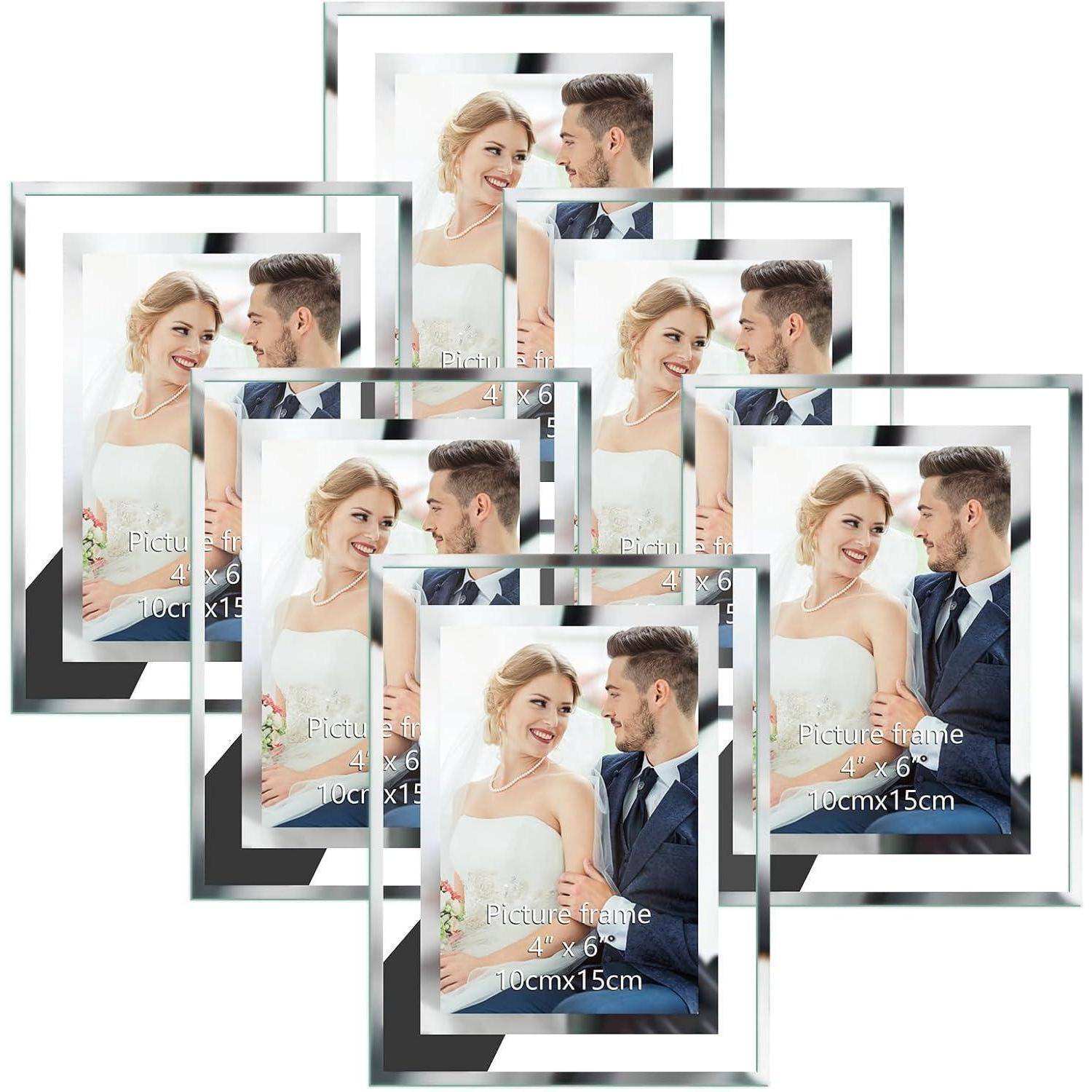 6er-Set Bilderrahmen 10x15 Silber Glasfotorahmen für Fotos