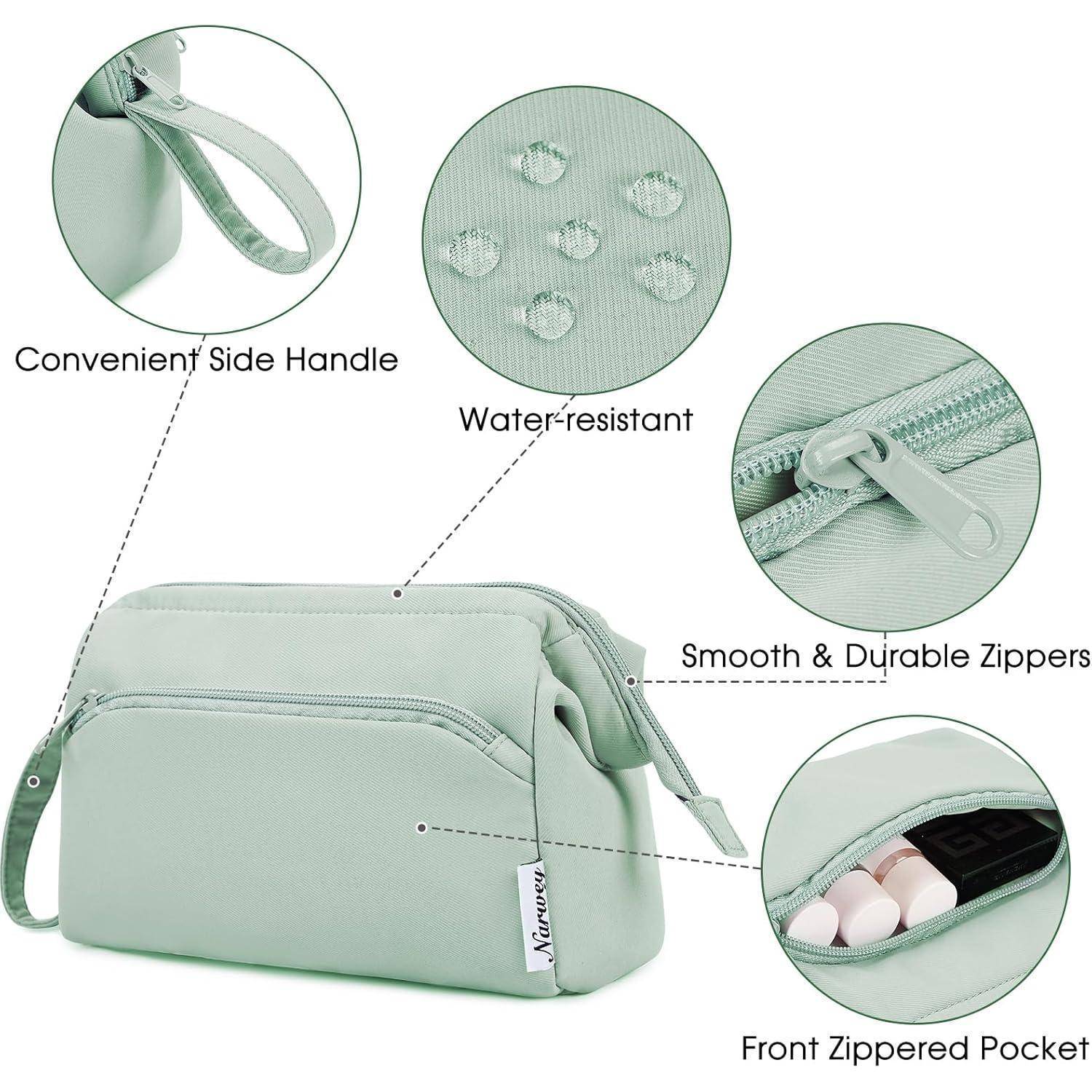Kulturtasche Damen Kosmetiktasche Reise Make-up-Tasche Groß, Minzgrün