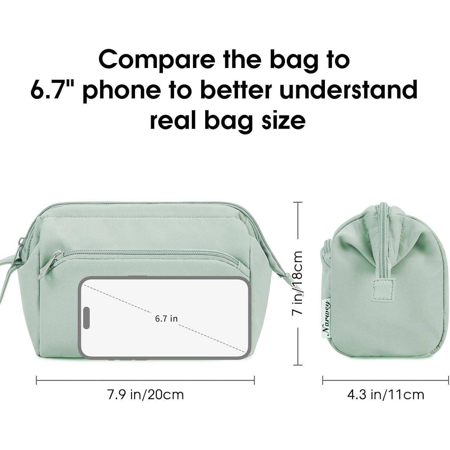 Kulturtasche Damen Kosmetiktasche Reise Make-up-Tasche Groß, Minzgrün