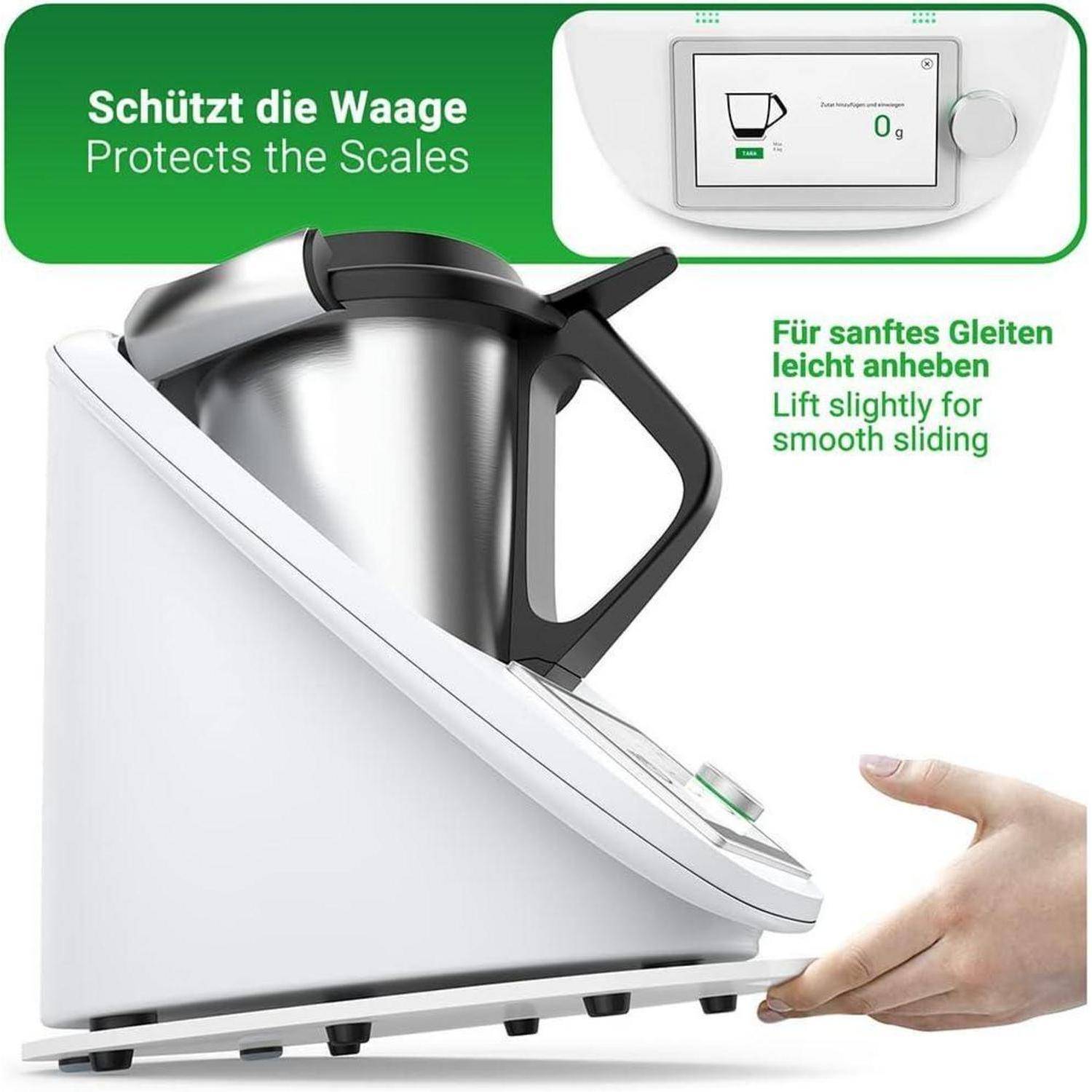 Gleitbrett für Thermomix TM6 TM5 | Acryl Rollbrett mit Silikonpads